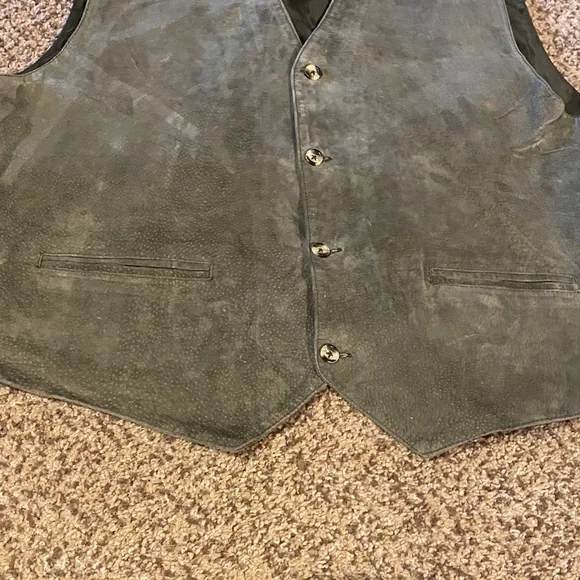 Vintage Size XL John Ashford Men's Charcoal Suede Vest - Picture 6 of 11